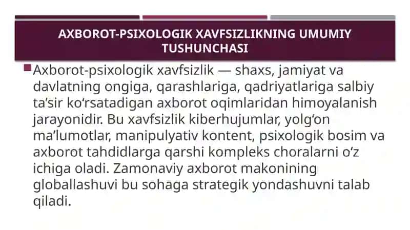 Davlat jamiyat va shaxs axborot-psixalogik xavfsizligini ta’minlash yonalishlari 2