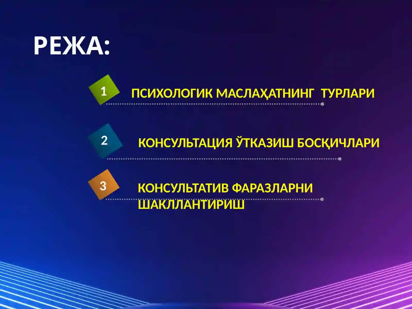ПСИХОЛОГИК МАСЛАҲАТ ВА ПСИХОКОРРЕКЦИЯНИНГ АСОСИЙ ТЕХНИКА ВА МЕТОДЛАРИ 2