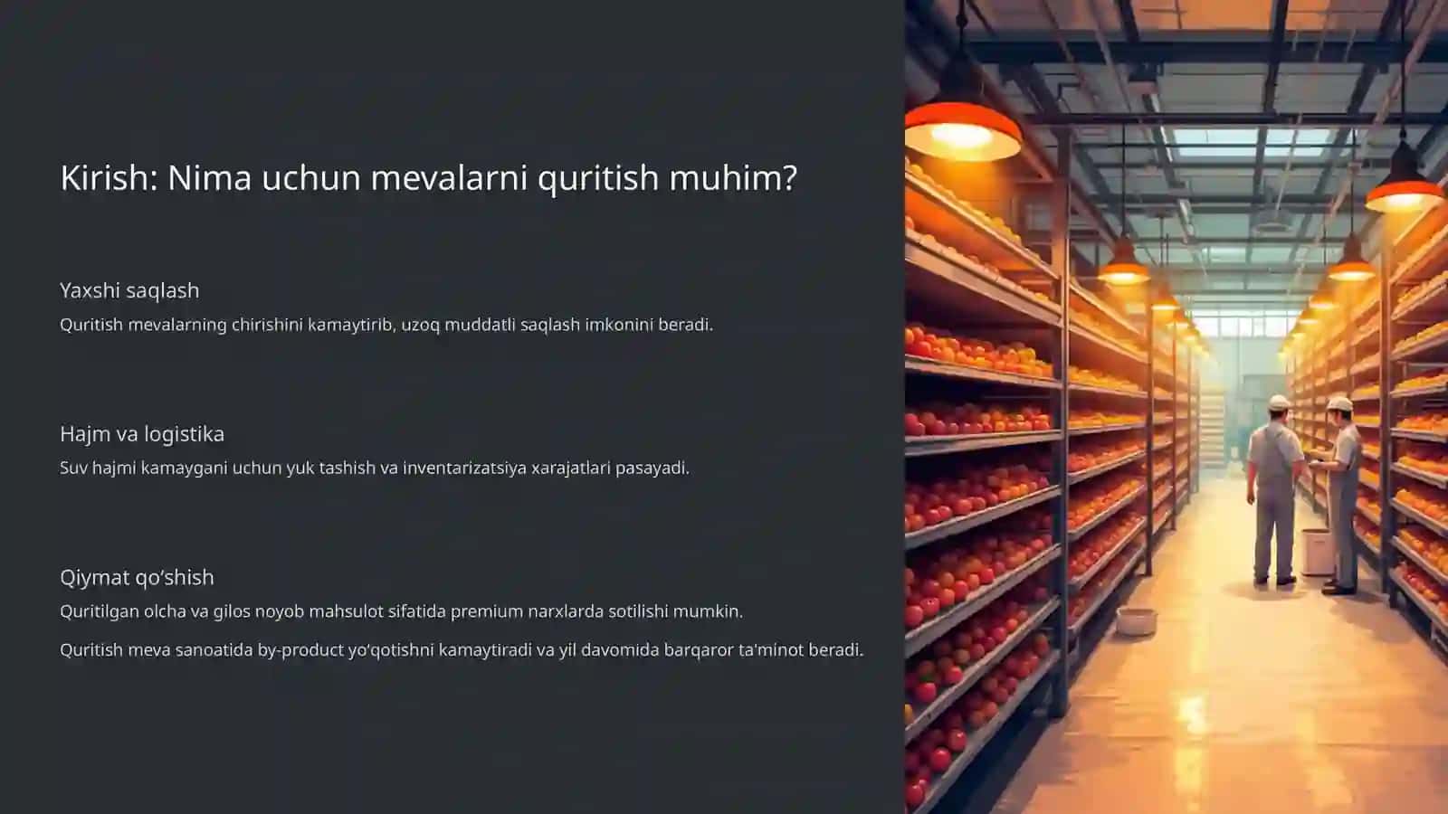 Olcha va Gilosni Quritish Texnologiyasi: Sanoat Sirrlari 2