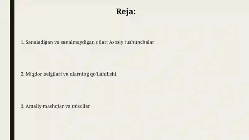 Sanaladigan va Sanalmaydigan Otlar: Asosiy Tushunchalar 2