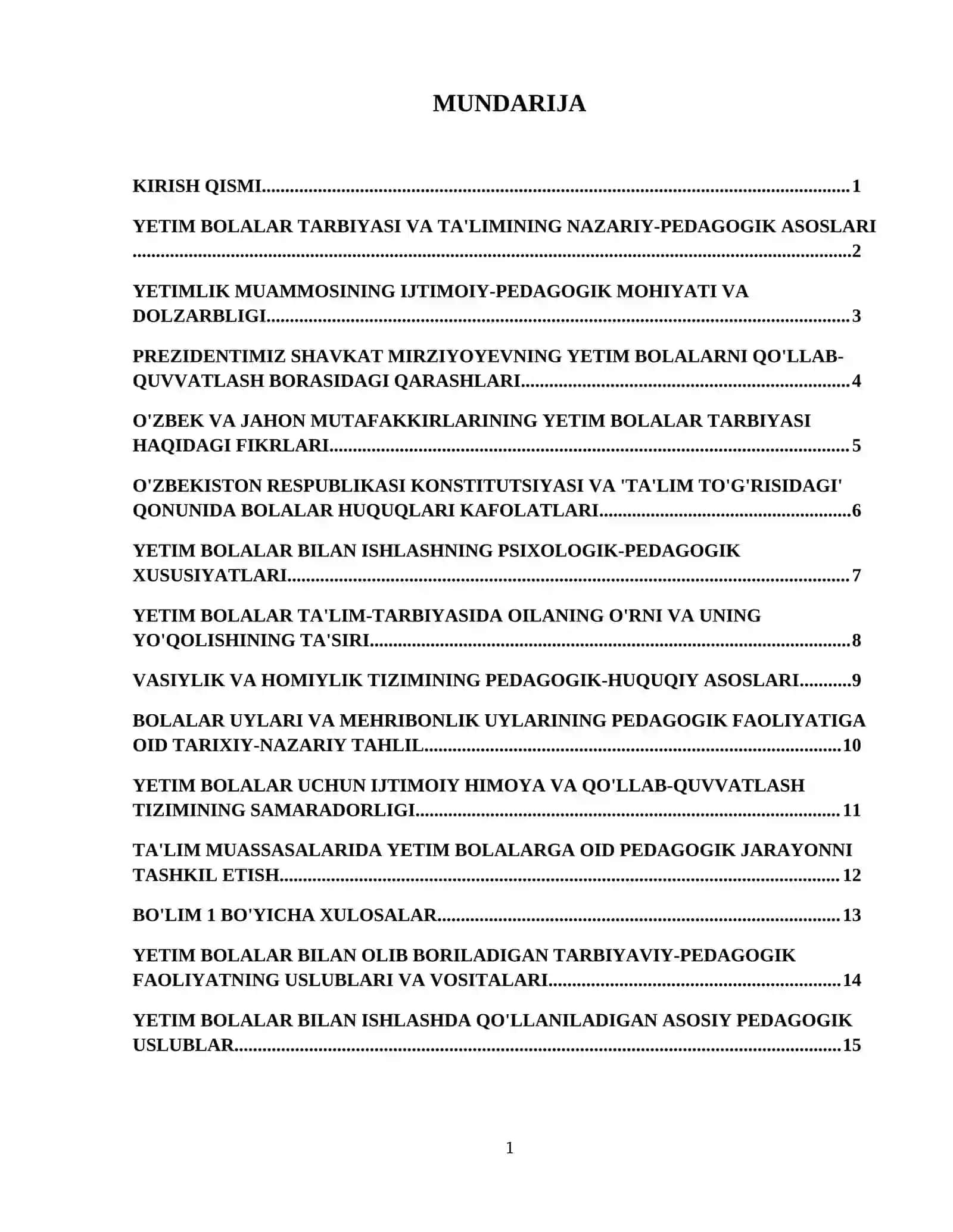 Yetim bolalar bilan olib boriladigan faoliyat. 2