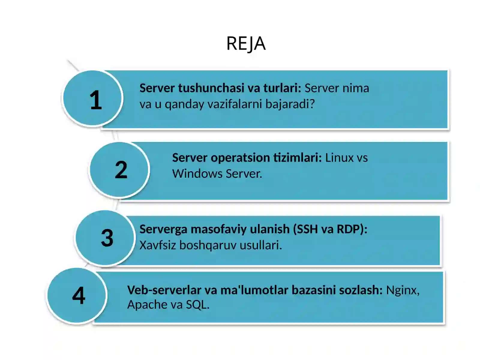 Serverlar va ma'lumotlar bazasini sozlash 2