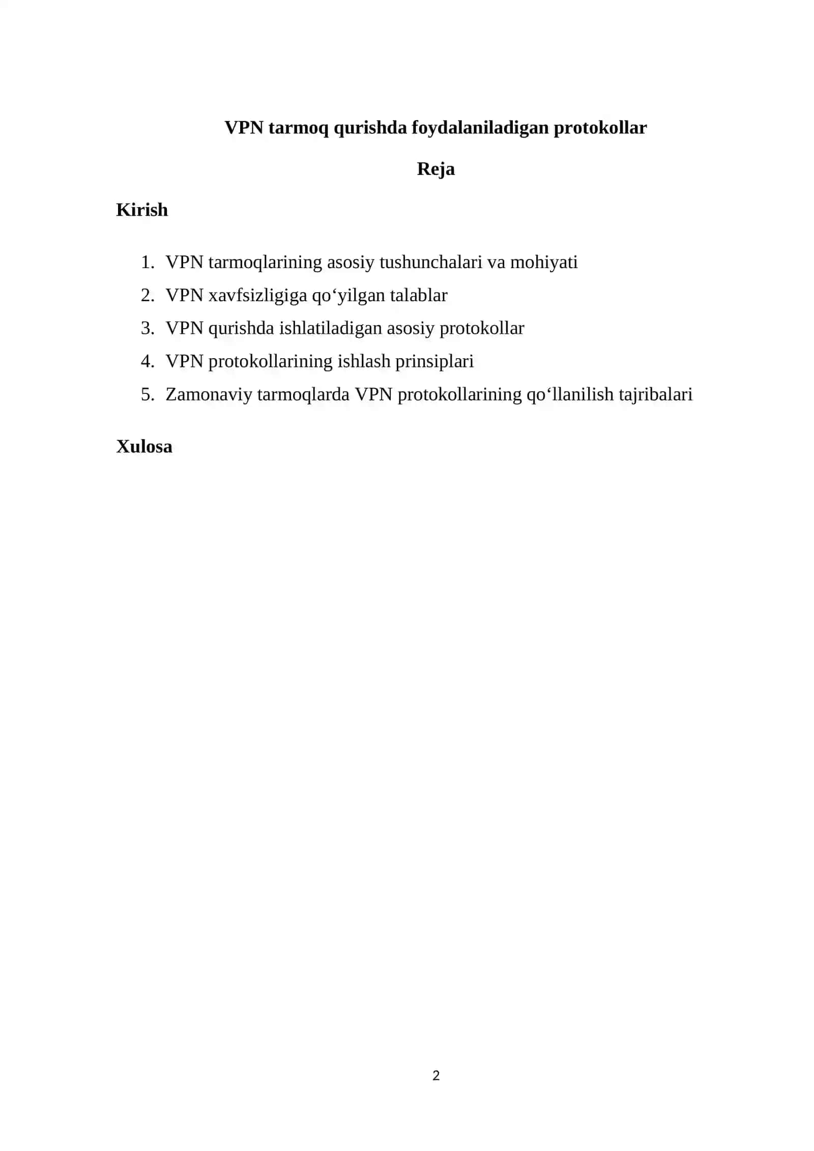 VPN tarmoq qurishda foydalaniladigan protokollar 2