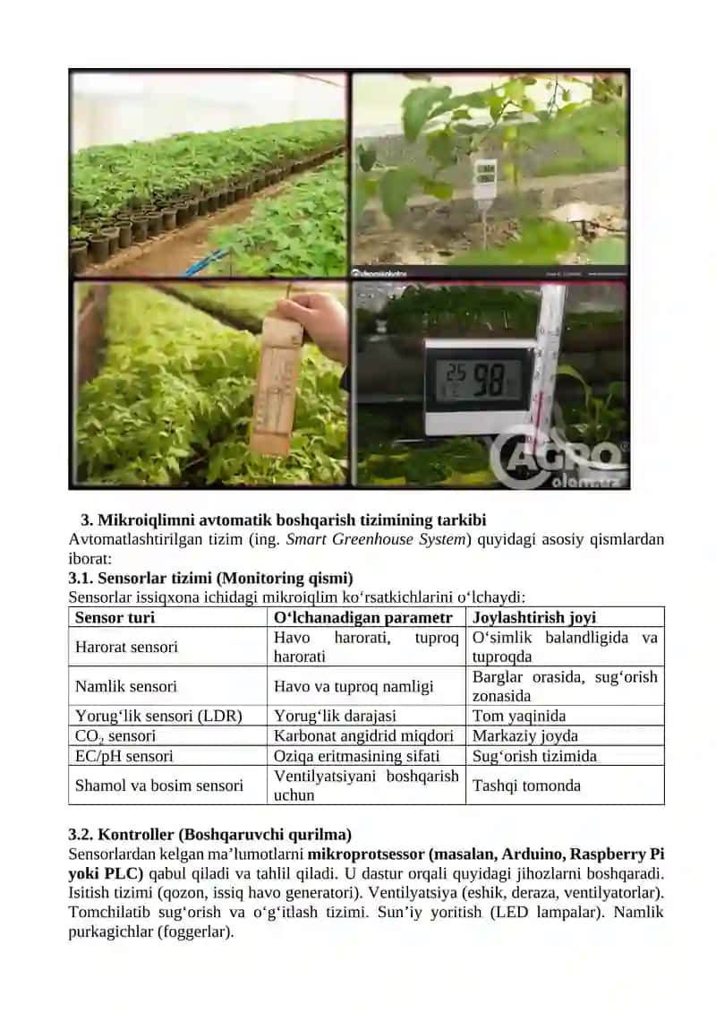 12-mavzu: Mikroiqlimni boshqarish: avtomatlashtirish va monitoring tizimlari 2