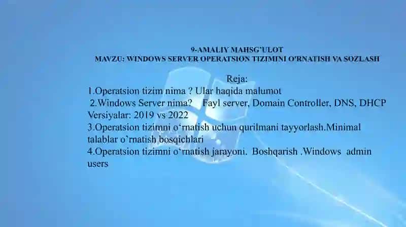 Windows O'rnatish Operatsion Tizmlar haqida malumotlar eng tarqalgan Operatsion tizmlar 2