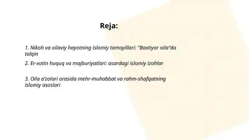 Baxtiyor oila asarining islomiy qadriyatlarining talqini 2