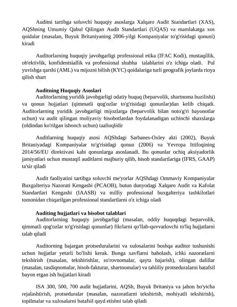 Auditorlik faoliyatining me’yoriy-huquqiy asoslari 2