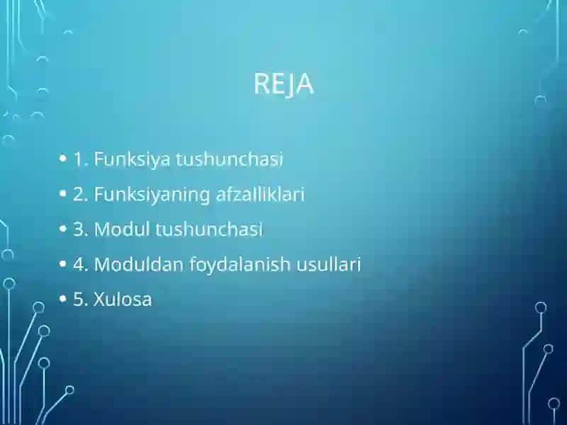 Dasturlashda funksiyalar va modullar 2