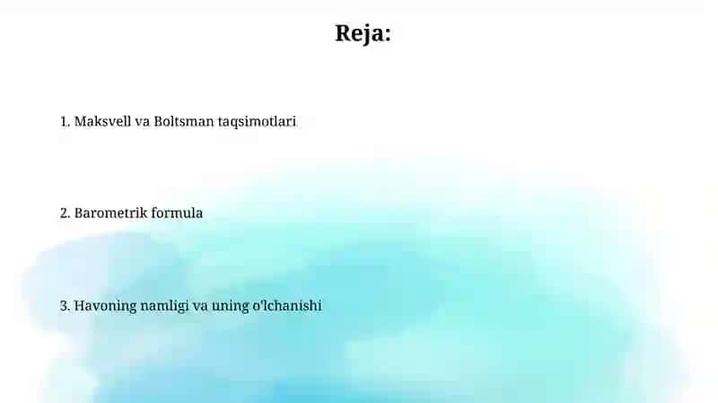 Maksvell va Bolsman taqsimotlari 2