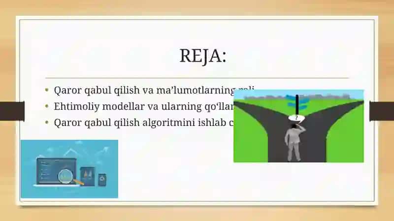Ma’lumotlar asosida qaror qabul qilish algoritmini ishlab chiqish (ehtimoliy modellar asosida) 2