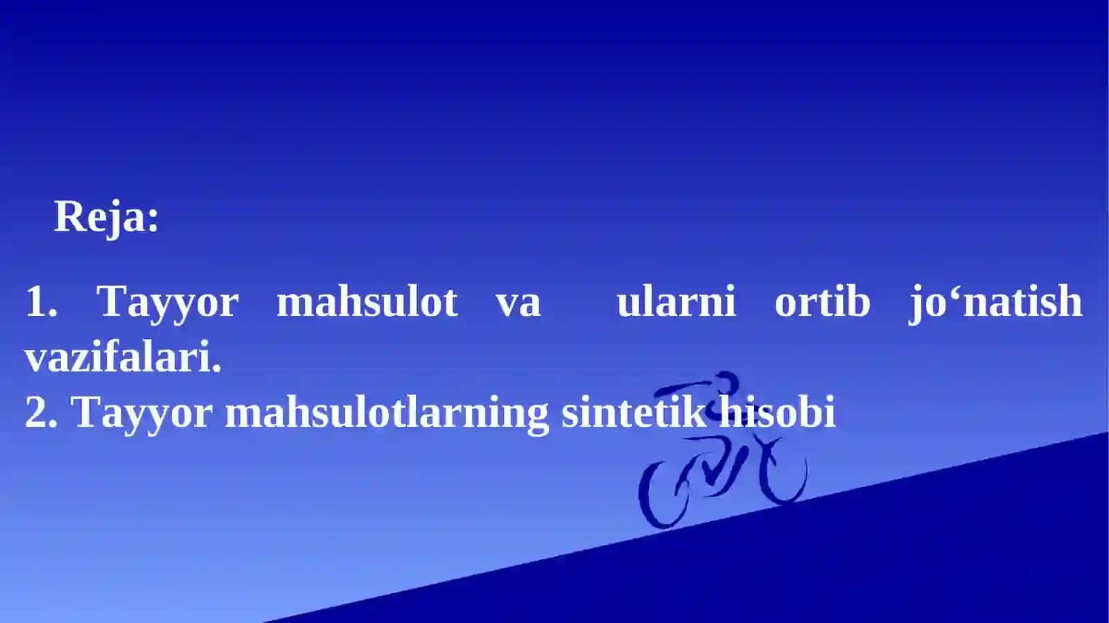 Tayyor mahsulot (ishlar, xizmatlar) va ularning sotilishi hisobi 2