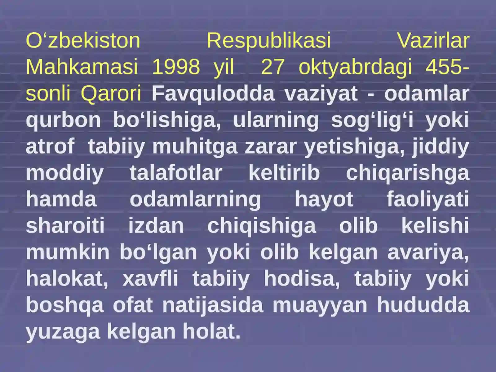 Favqulodda vaziyatlar, ularning turlari va xususiyatlari 2