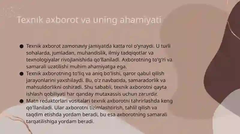 Texnik Axborotlarni Qayta Ishlash 2