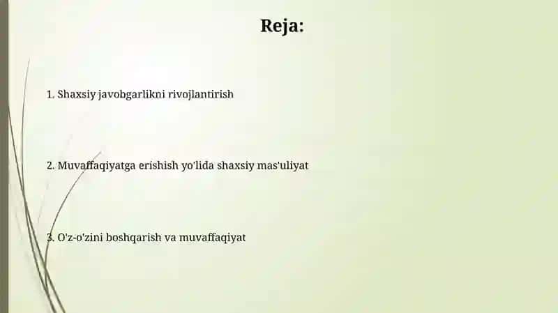 Muvaffaqiyat uchun shaxsiy javobgarlikni shakllantirish 2
