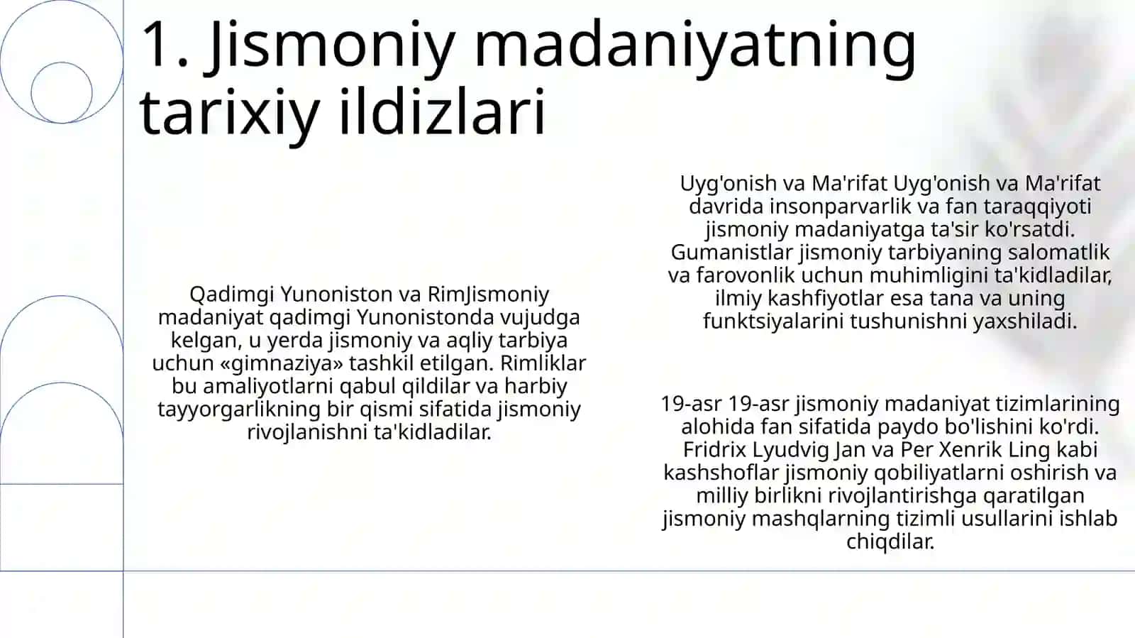 Jismoniy Madaniyat Tizimining Vujudga Kelishi 2