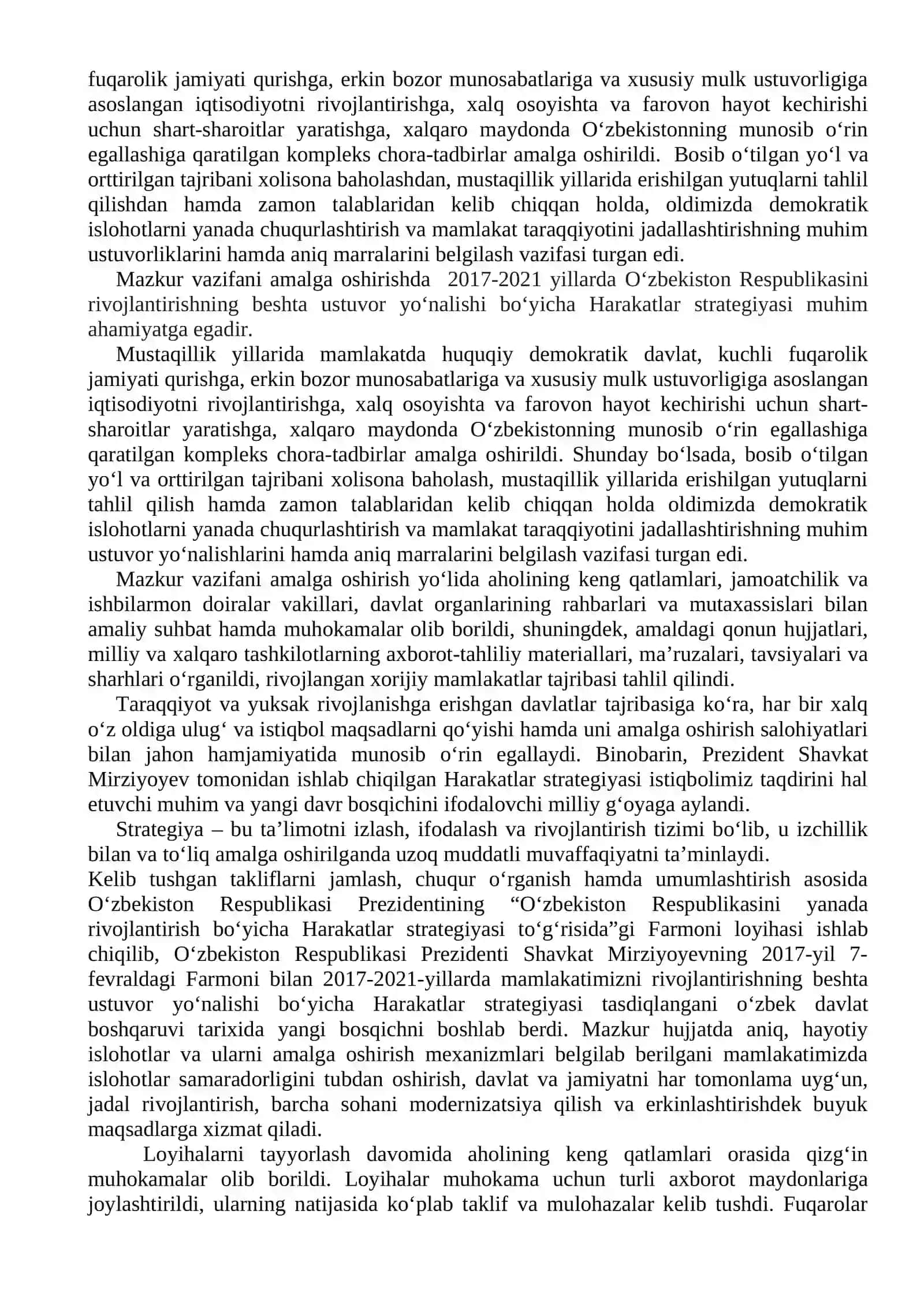 Yangi Oʻzbekistonda Prezident Sh.M.Mirziyoyev Rahbarligi va Tashabbusi Ostida Amalga Oshirilayotgan Ishlohlar 2