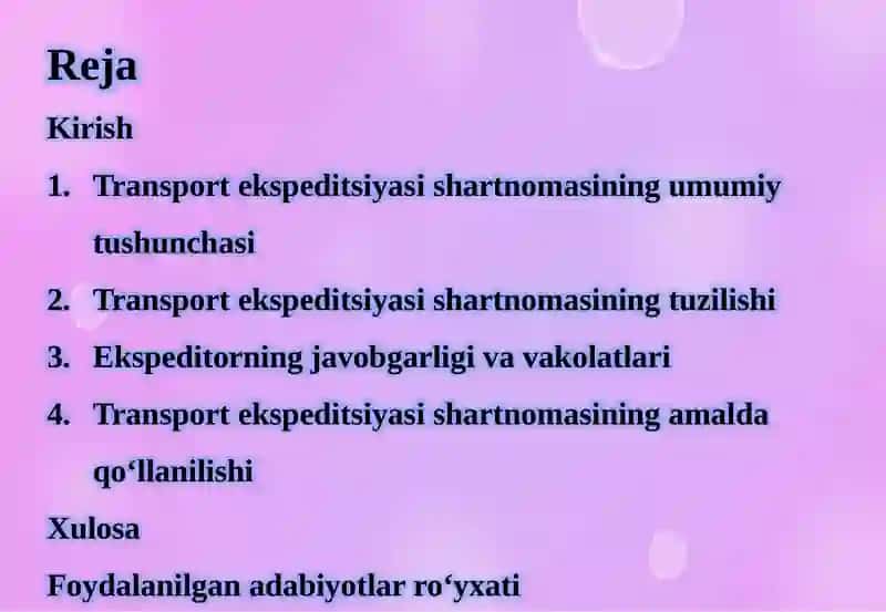 Transportekspeditsiyasishartnomasi 2