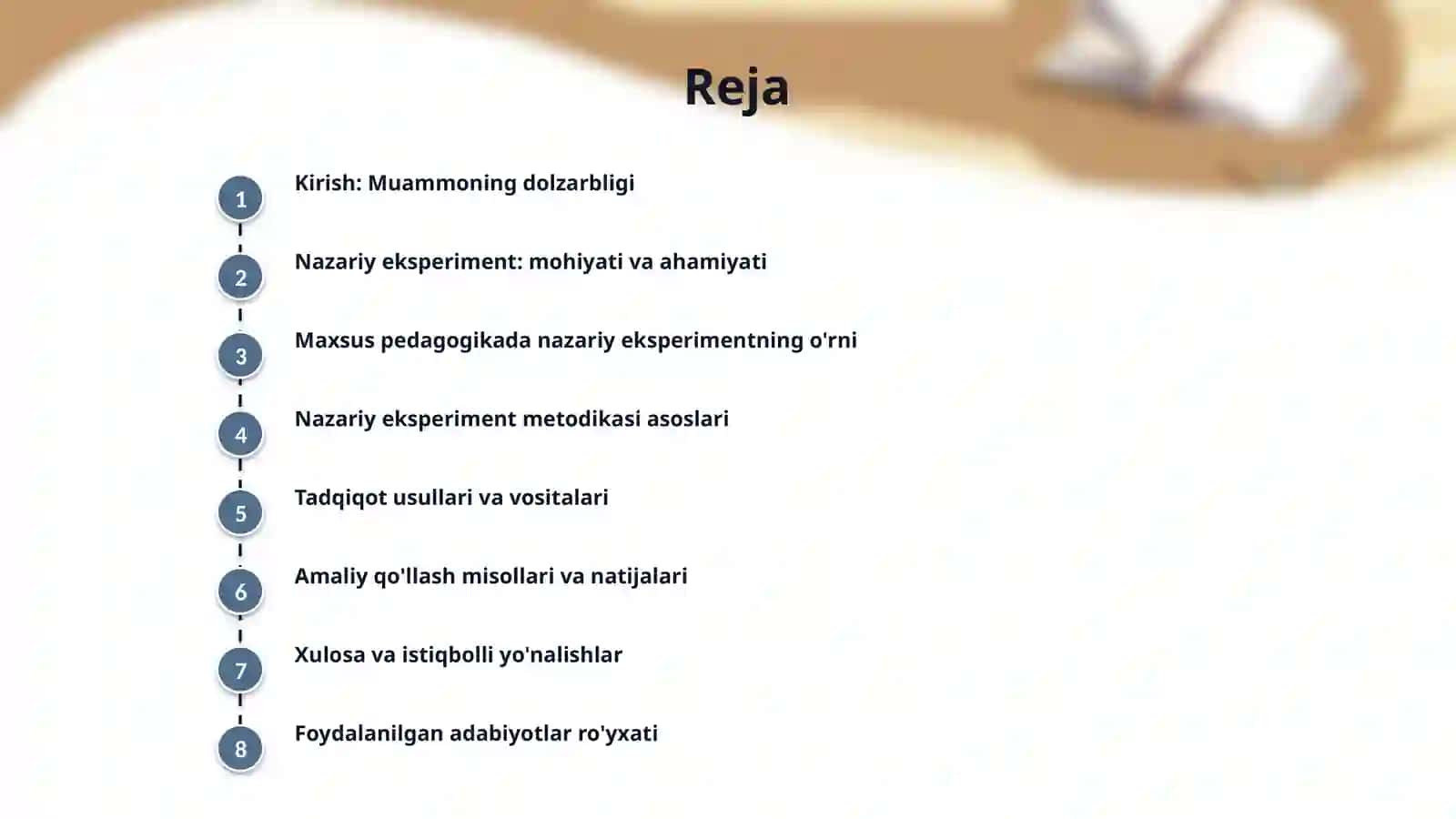 Maxsus pedagogik tadqiqotlarda nazariy eksprimentning mazmuni metodikasi va qo'llash imkoniyatlari 2
