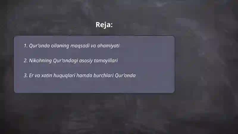 Qur'on islom dinida Oila va ayollarga munosabat 2