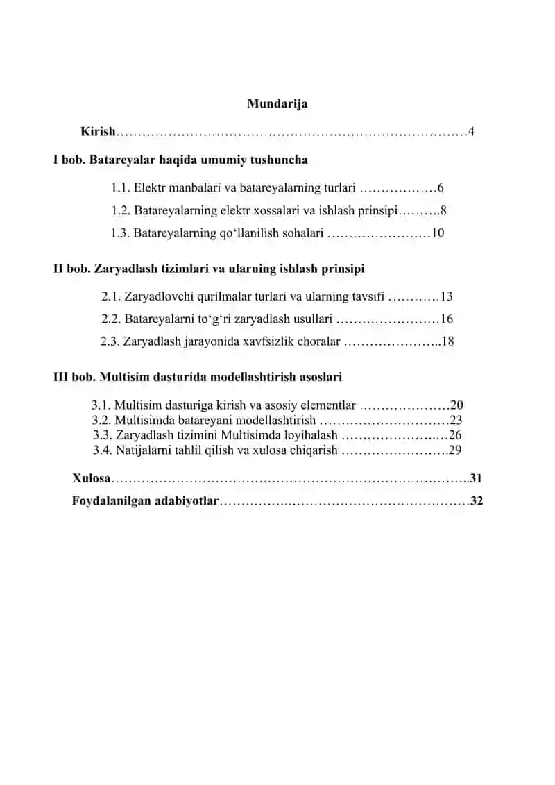 Multisim dasturida batareyalar va zaryadlash tizimlarini modellashtirish 2