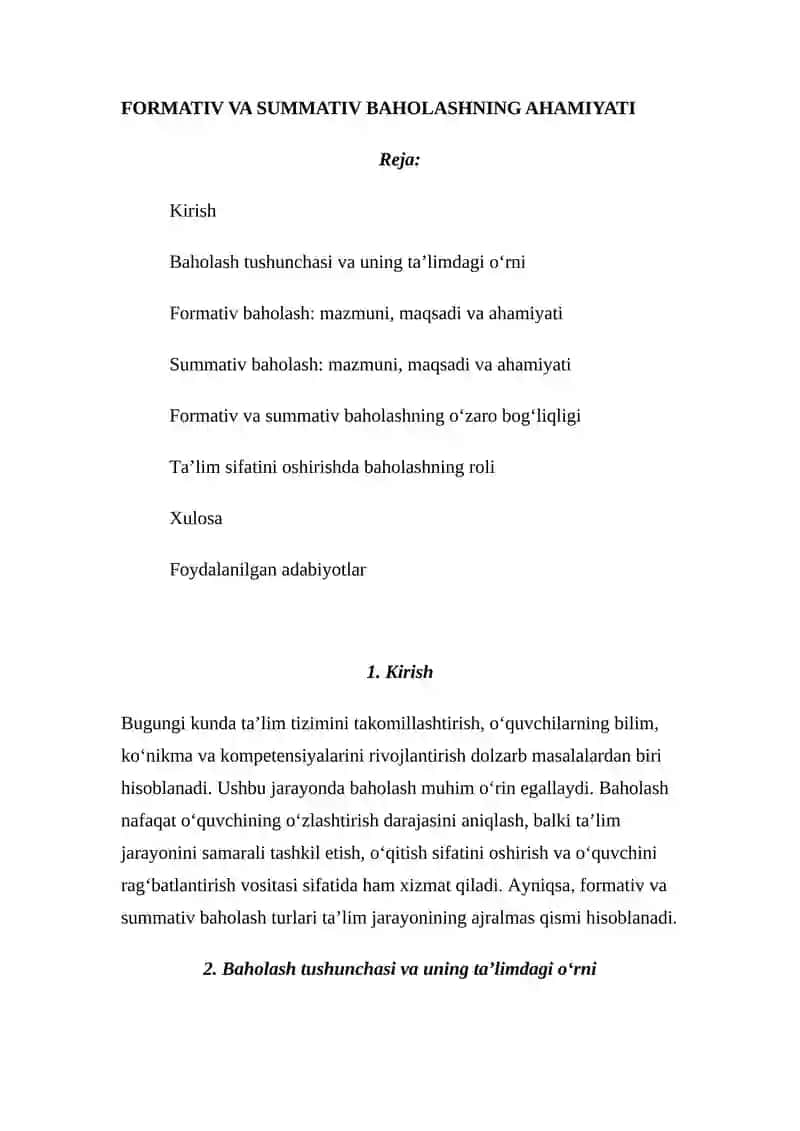 FORMATIV VA SUMMATIV BAHOLASHNING AHAMIYATI 2