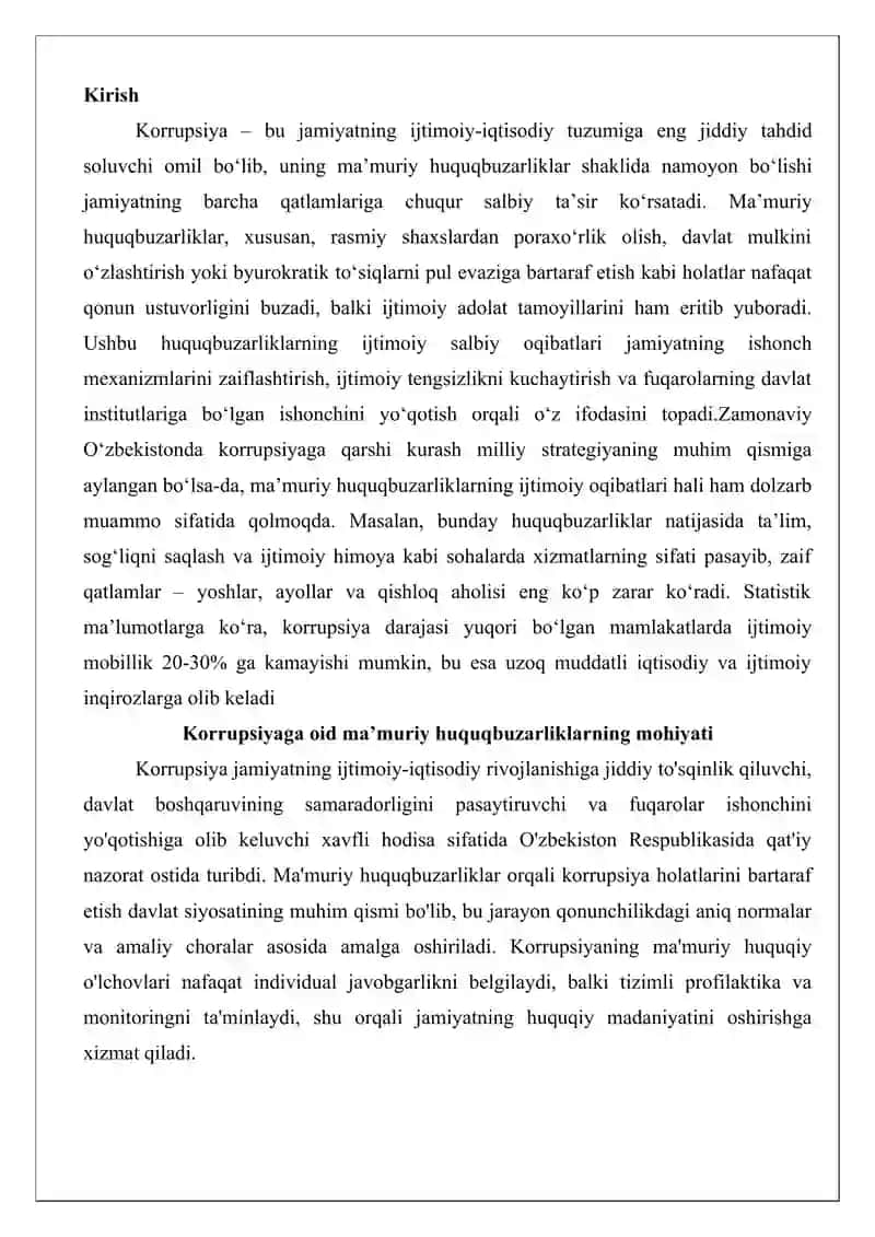 Korrupsiyaga oid ma’muriy huquqbuzarliklarning ijtimoiy salbiy oqibatlari 2