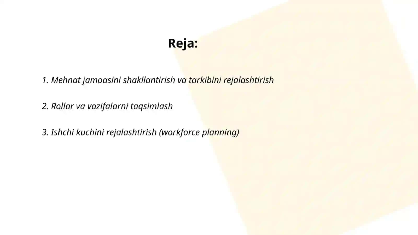 Mehnat jamoalarini rejalashtirish va boshqarish 2