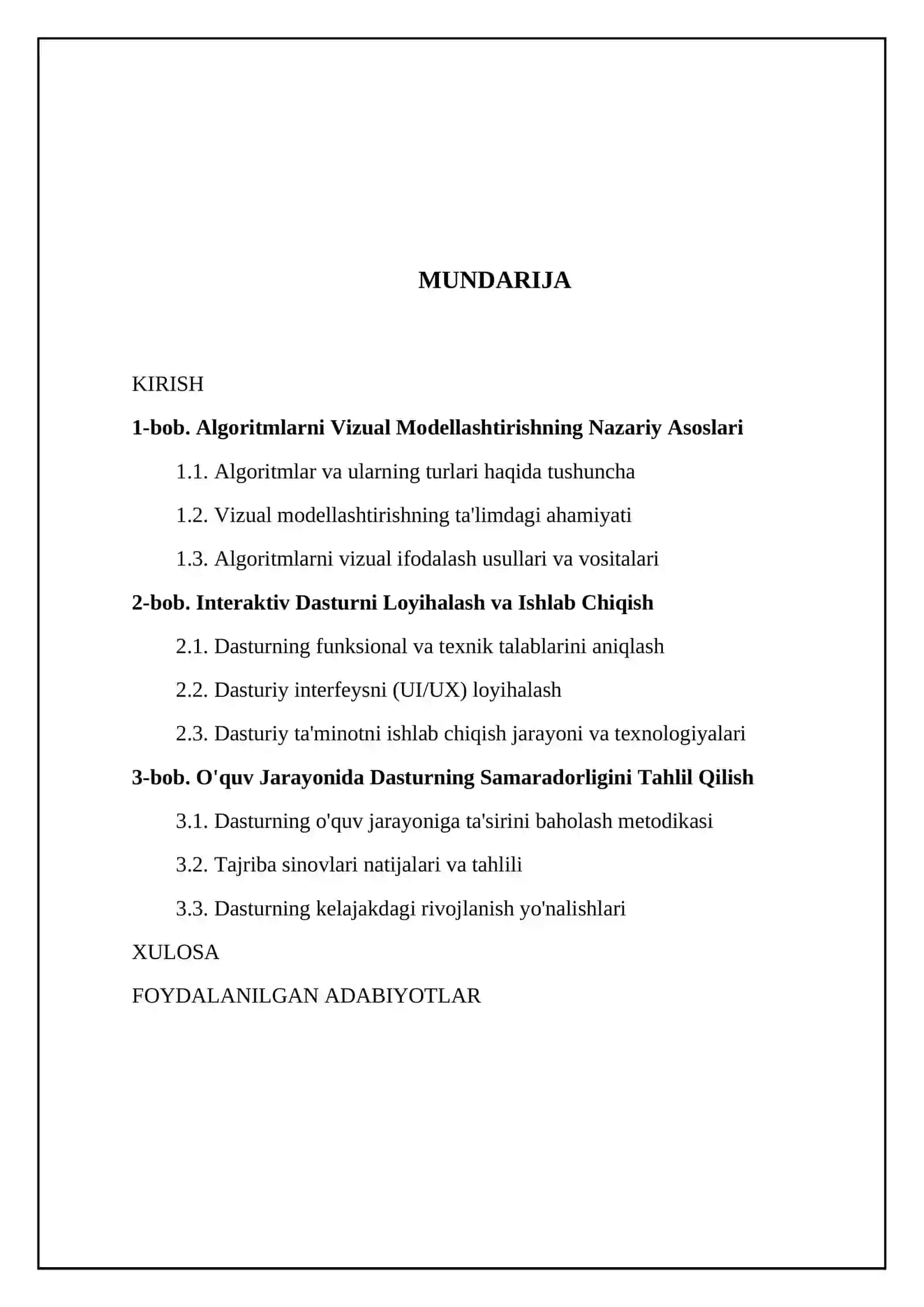 Algoritmlarni vizual modellashtiruvchi interaktiv dastur yaratish va uning oʻquv jarayonidagi samaradorligini tahlil qilish 2