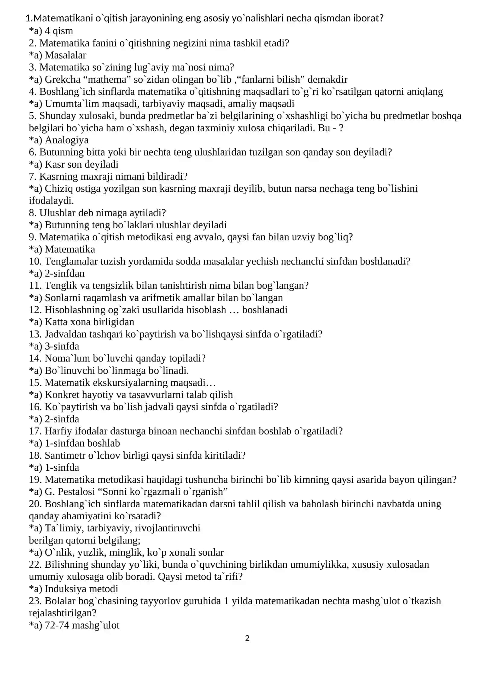 Boshlang`ich ta`lim fanlari bo`yicha testlari to`plami. 2
