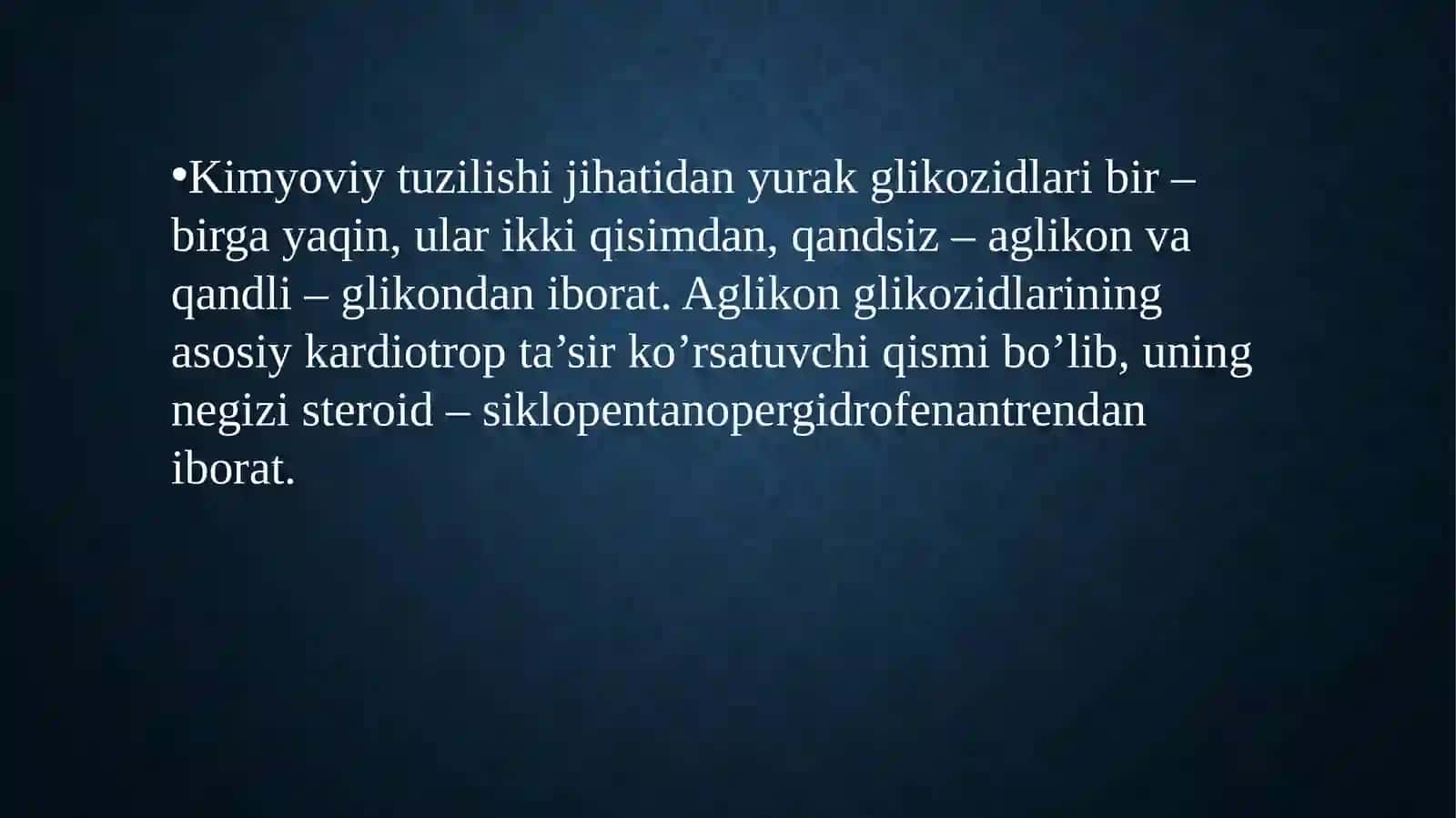 Yurak glikozidlarining kimyoviy tuzilishi va ahamiyati 2