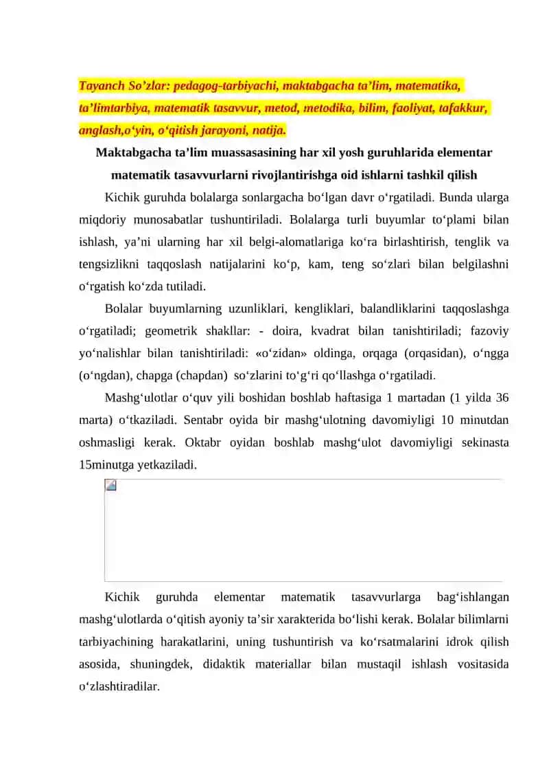 Elementar matematik tasavvurlarni rivojlantirish 2
