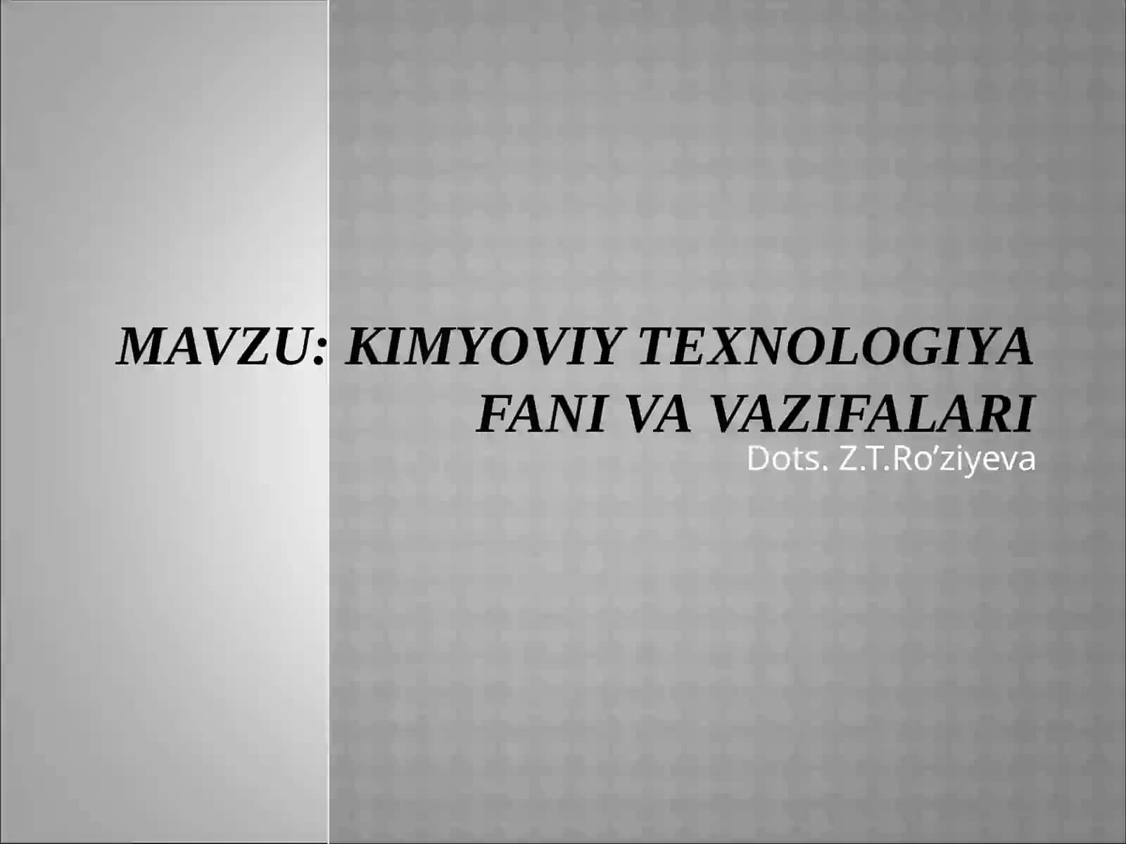 UMUMIY KIMYOVIY TEXNOLOGIYA 2