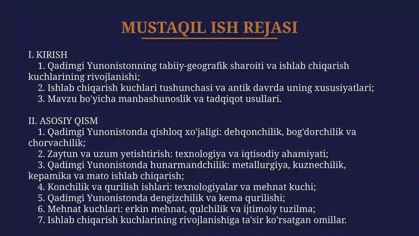 Qadimgi Yunonistonning ishlab chiqarish kuchlari 2