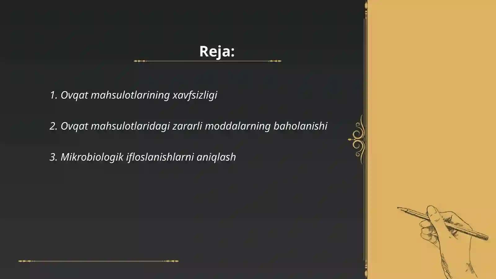 Ovqat mahsulotlarini gigiyenik baholash 2