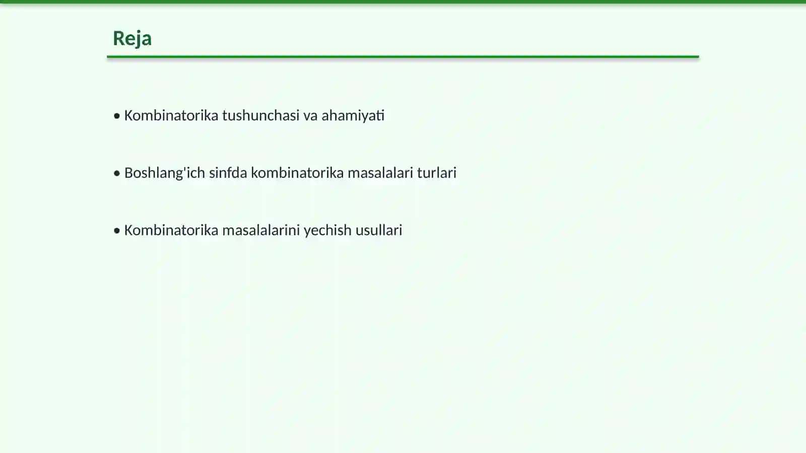 Boshlang'ich sinfda uchraydigan kombinatorika masalalarni tahlil qilish va masalalarni yechish usullarini o'rgatish 2