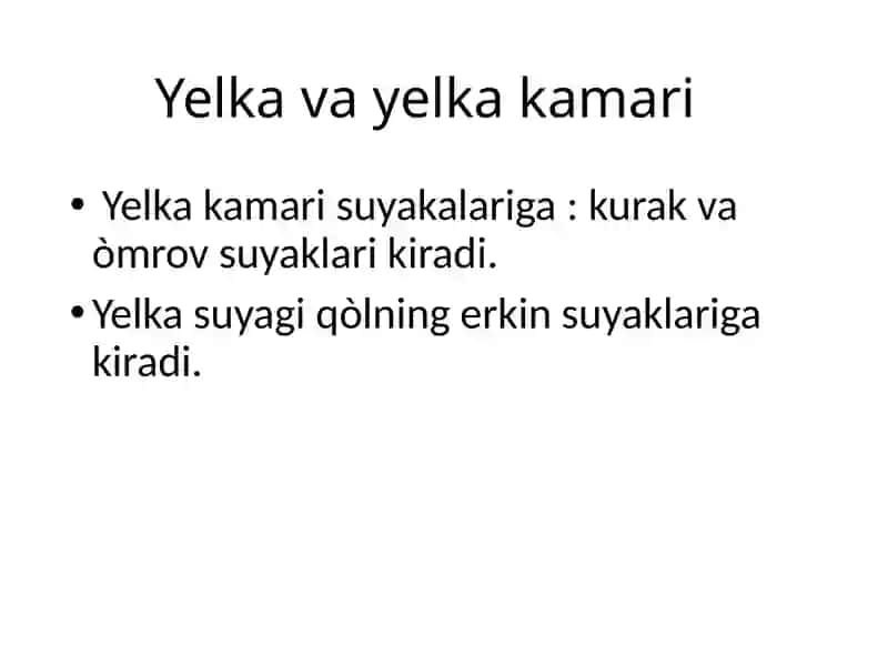 Yelka va yelka kamari. Tasnifi. Klinik òziga xosligi, shikastlanish mexanizmi, immobilizatsiya va davolash asoratlari 2