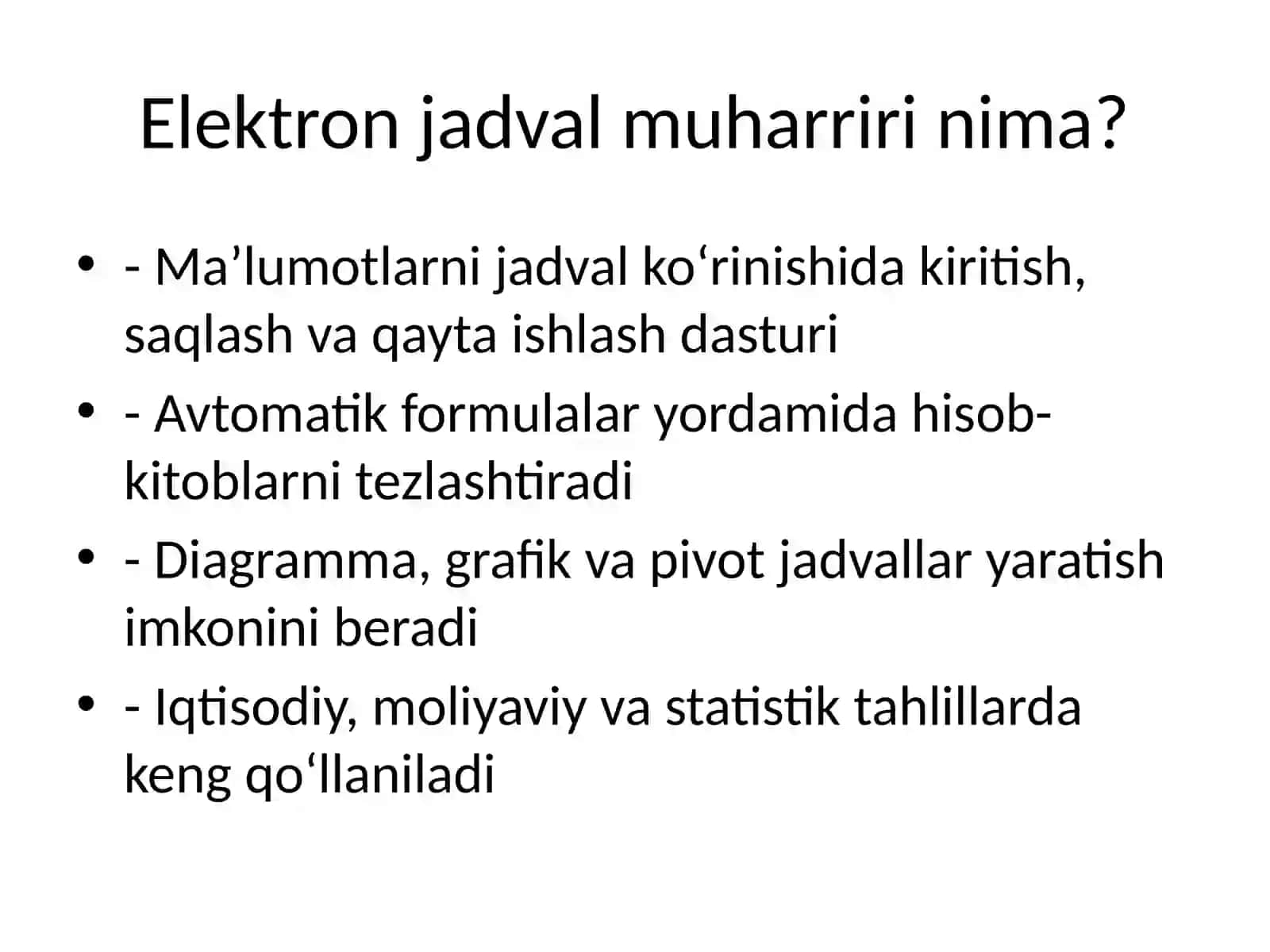 Elektron jadval muharrirlari 2