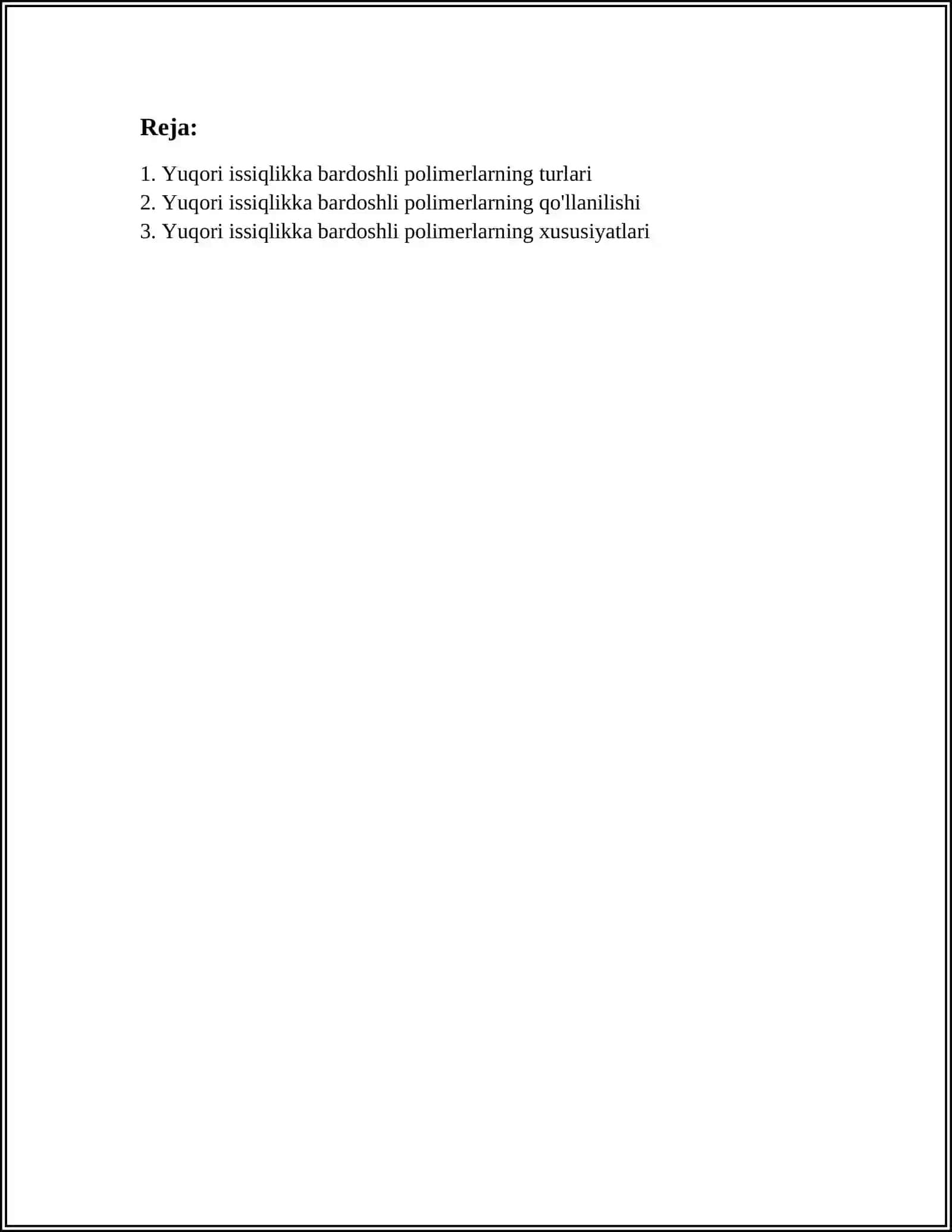 YUQORI ISSIQBARDOSH POLIMERLAR 2