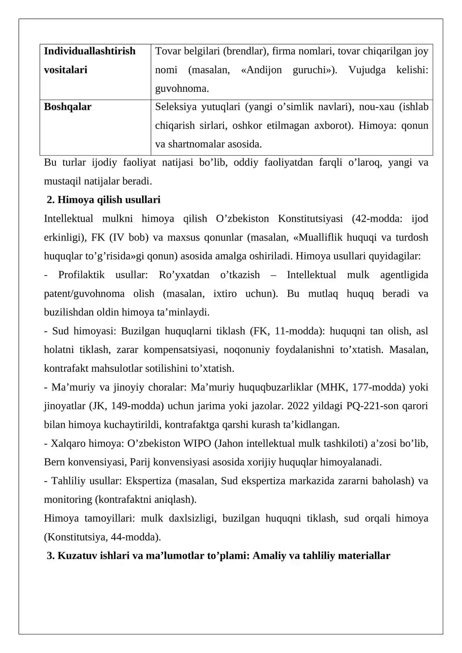 Intellektual mulk huquqi obyektlari va ularni himoya qilish usullari 2