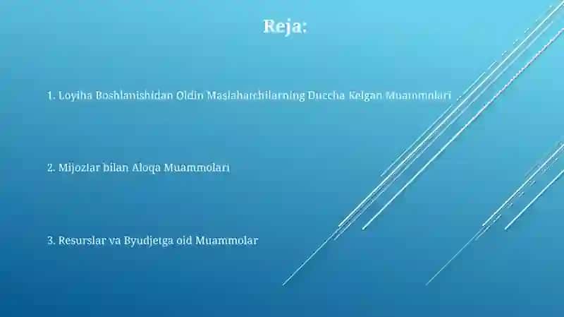 Loyiha Boshlanishidan Oldin Maslahatchilarning Duccha Kelgan Muammolari 2