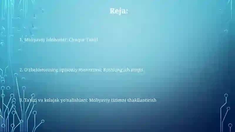 O'zbekiston Respublikasidagi Moliya tizimi islohotlari 2