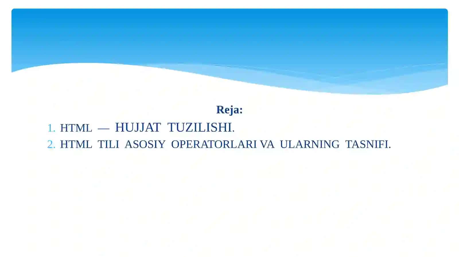 HTML DASTURLASH TILI 2