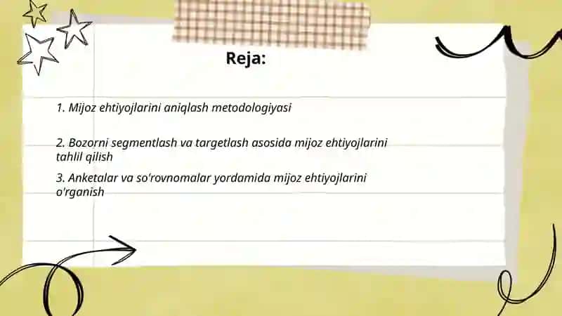 Mijoz ehtiyojlaridan kelib chiqib bozorni tahlil qilish usullari 2