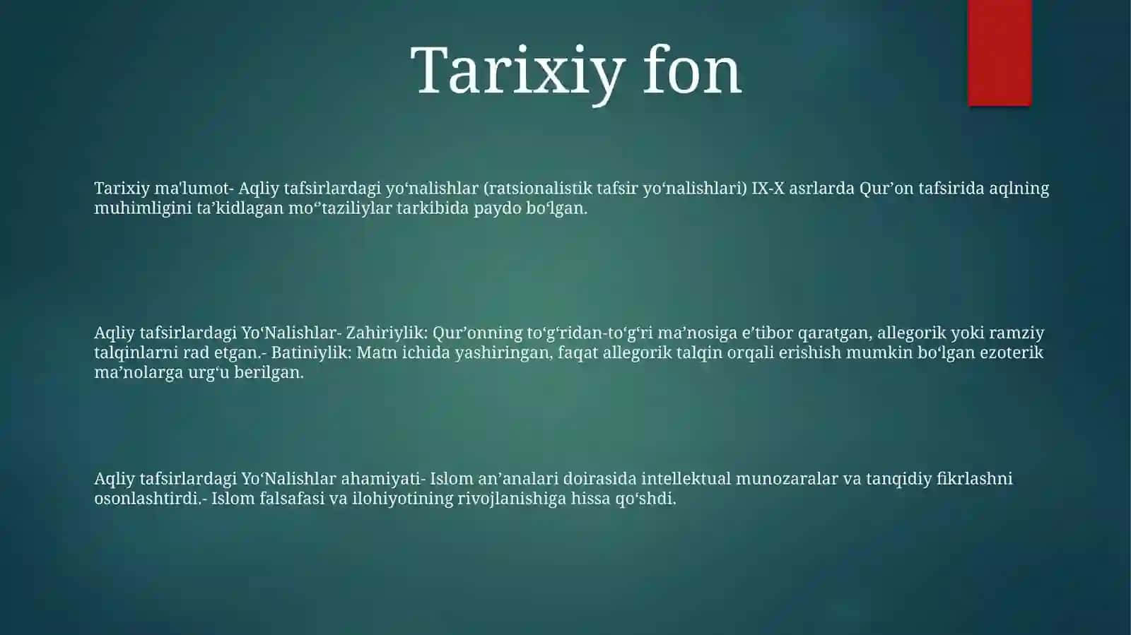 Aqliy Tafsirlardagi YoʻNalishlar 2