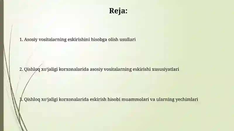 Asosiy vositalarni baholash usullari 2