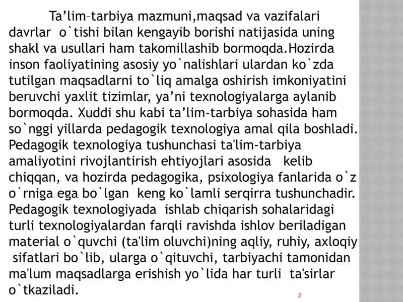 Pedagogik texnologiya turlari va klassifikatsiyasi 2