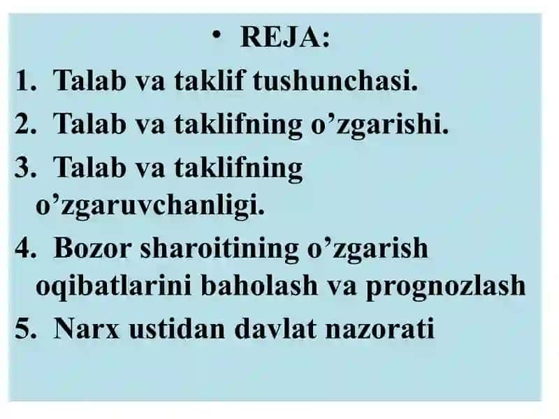 Mikroiqtisodiyotning asosiy kategoriyalari: Talab va taklif 2