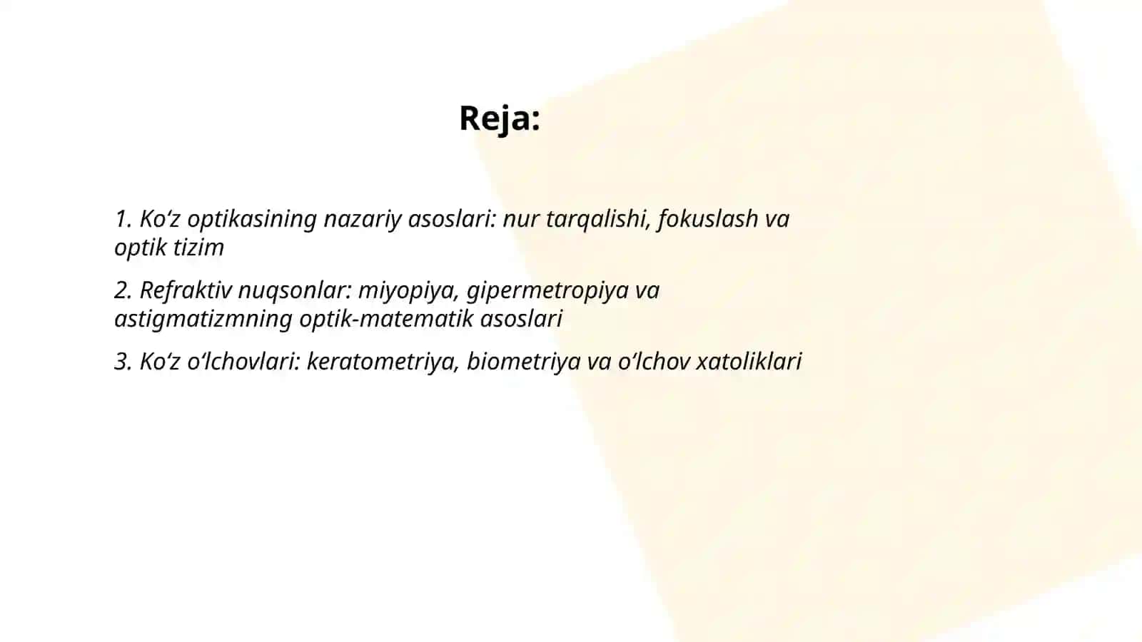 Koʻzning optik apparativa lazer texnologiyalari 2