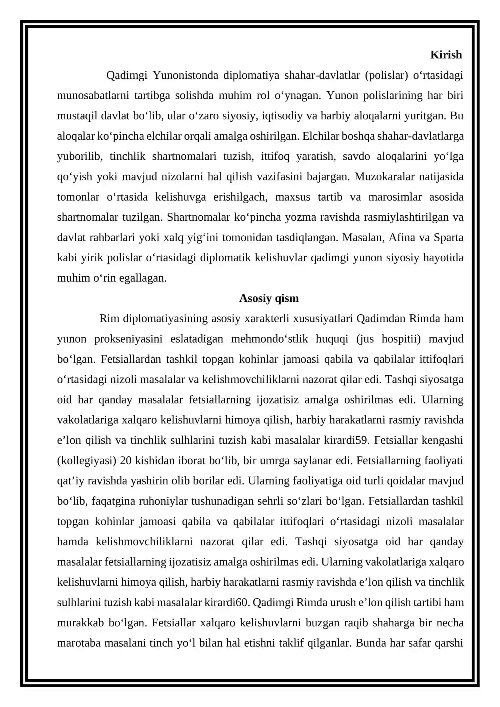 “Qadimgi Rimda xalqaro munosabatlar va diplomatiya” 2