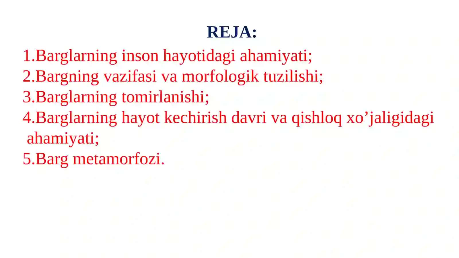 Dorivor xom ashyosi  barg  hisoblangan o‘simliklarni o‘rganish. 2